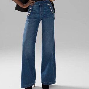 NWT White House Black Market High Rise Wide Leg Jeans Everday Soft Size 6 Blue